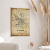 
              Belgrade, Serbia Vintage Style Map Print
            