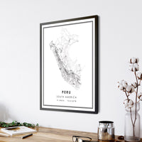 
              Peru, South America Modern Style Map Print 
            