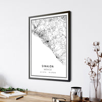 
              Sinaloa, Mexico Modern Style Map Print 
            