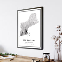
              New England, United States Modern Style Map Print 
            