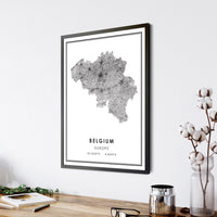 Belgium, Europe Modern Style Map Print 