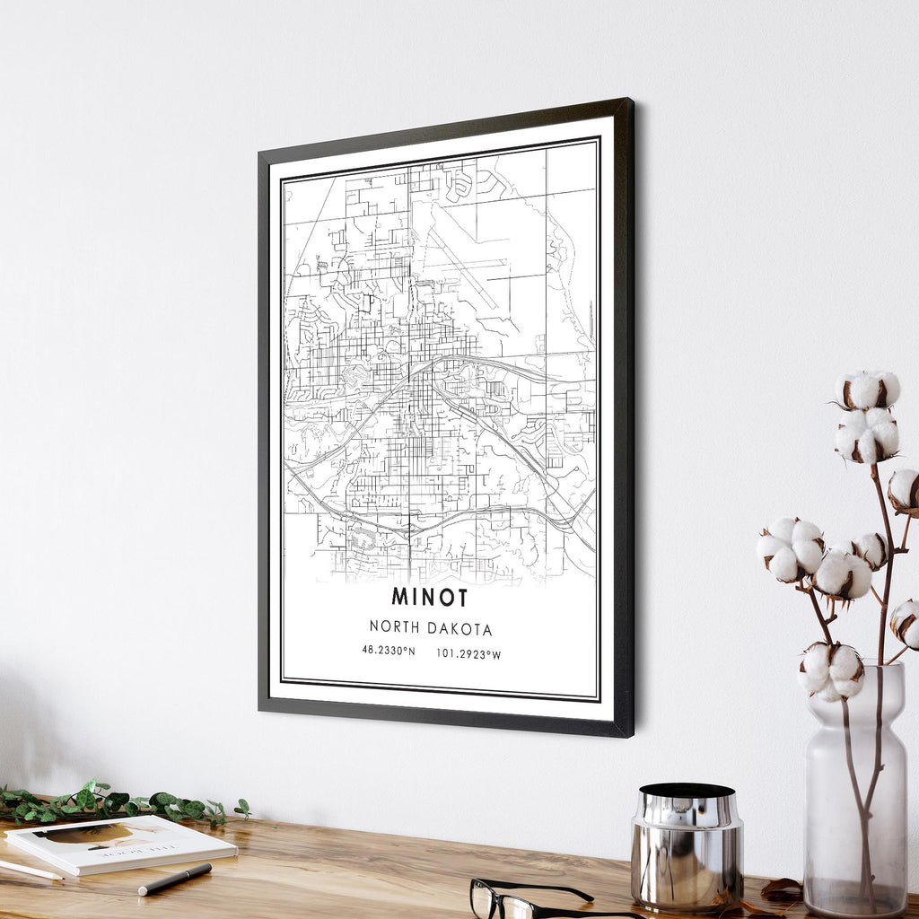 Minot, North Dakota Modern Map Print
