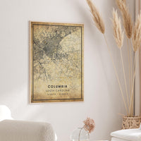 
              Columbia, South Carolina Vintage Style Map Print 
            