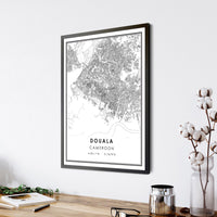 Douala, Cameroon Modern Style Map Print 