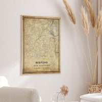 Bedford, New Hampshire Vintage Style Map Print 