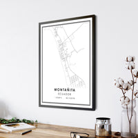
              Montanita, Ecuador Modern Style Map Print 
            