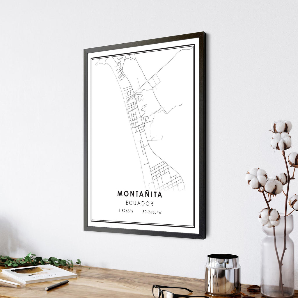 Montanita, Ecuador Modern Style Map Print 