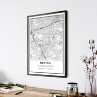 Newton, Massachusetts Modern Map Print