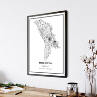 
              Moldova, Europe Modern Style Map Print
            
