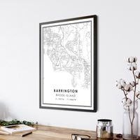 Barrington, Rhode Island Modern Map Print 