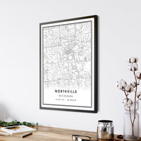 
              Northville, Michigan Modern Map Print 
            