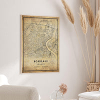 Bordeaux, France Vintage Style Map Print 