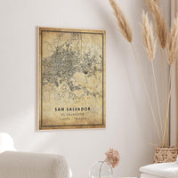 
              San Salvador, El Salvador Vintage Style Map Print 
            