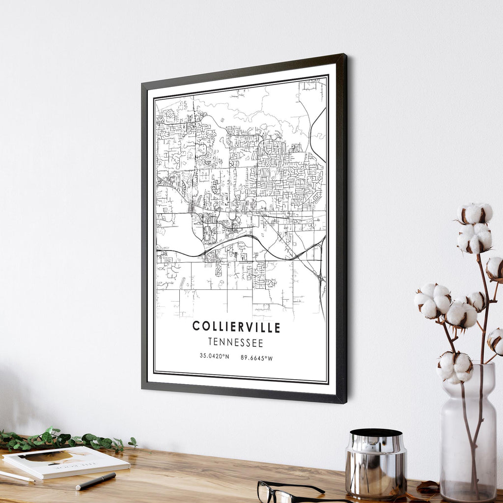 Collierville, Tennessee Modern Map Print 