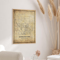 Germantown, Wisconsin Vintage Style Map Print 