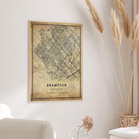 
              Brampton, Ontario Vintage Style Map Print 
            
