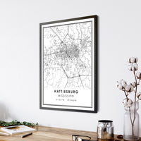 
              Hattiesburg, Mississippi Modern Map Print 
            