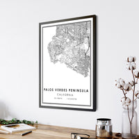 
              Palos Verdes Peninsula Modern Map Print 
            