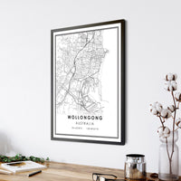 Wollongong, Australia Modern Style Map Print 