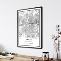 
              Lansing, Minnesota Modern Map Print 
            