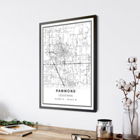 Hammond, Louisiana Modern Map Print 