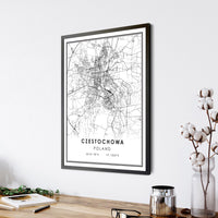 
              Czestochowa, Poland Modern Style Map Print 
            