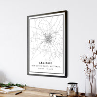 Armidale, New South Wales, Australia Modern Style Map Print 