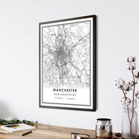 Manchester, New Hampshire Modern Map Print