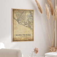 
              Balboa Peninsula, California Vintage Style Map Print 
            