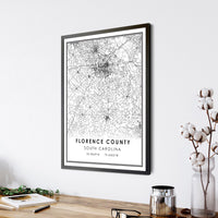 
              Florence County, South Carolina Modern Map Print 
            