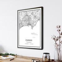Cannes, France Modern Style Map Print