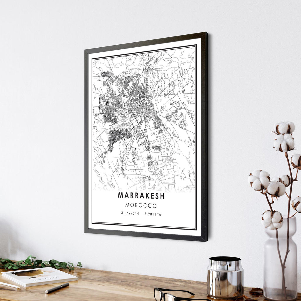 Marrakesh, Morocco Modern Style Map Print 
