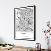 
              Madrid, Spain Modern Style Map Print 
            