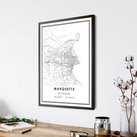 
              Marquette, Michigan Modern Map Print 
            