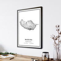 Madeira, Portugal Modern Style Map Print 
