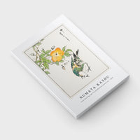 Numata Kashu - Grey Starling and Cercidiphyllum Japonicum illustration from Pictorial Monograph of Birds (1885)