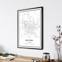 Macomb, Illinois Modern Map Print 