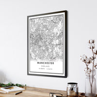 
              Manchester, England Modern Style Map Print 
            