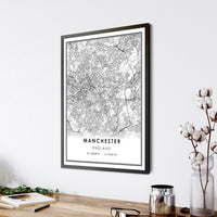 Manchester, England Modern Style Map Print 