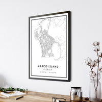 Marco Island, Modern Map Print 