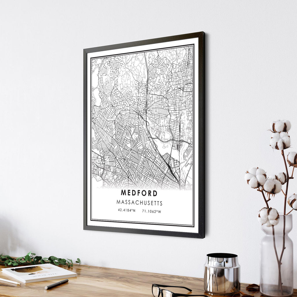 Medford, Massachusetts Modern Map Print