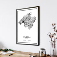 
              Majorka, Spain Modern Style Map Print 
            