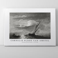 Cornelis ploos van amstel - Seascape with full moon-1779-1781