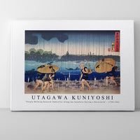 Utagawa Kuniyoshi-“People Walking Beneath Umbrellas Along the Seashore During a Rainstorm” 1798-1861