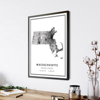 
              Massachusetts, United States Modern Style Map Print 
            