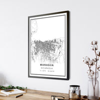 Managua, Nicaragua Modern Style Map Print 