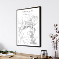 Horseheads, New York Scandinavian Map Print 