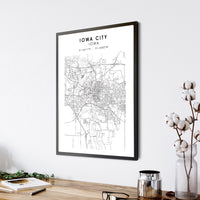 Iowa City, Iowa Scandinavian Map Print 