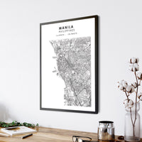 Manila, Philippines Scandinavian Style Map Print 