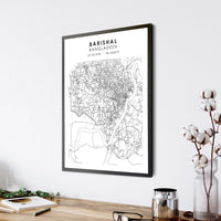 
              Barisal, Bangladesh Scandinavian Style Map Print 
            